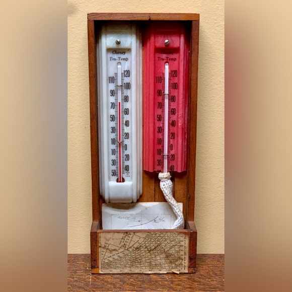 Mid Century Vintage Wood Mounted Thermometer Set - Picture 13 of 16